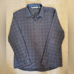 Travis Mathew Charcoal Plaid Button Down Shirt, XL 🦋